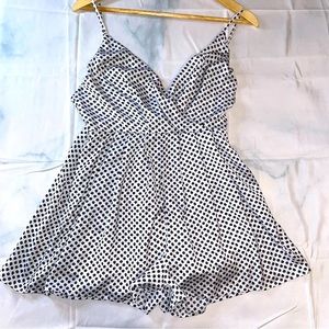 Hommage Black & White Floral Romper - Medium